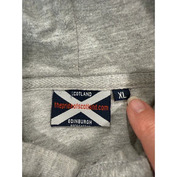 Edinburgh Scotland Graphic Print Kangaroo Pocket Drawstring Hoodie Gray Men's XL - Picture 5 of 10